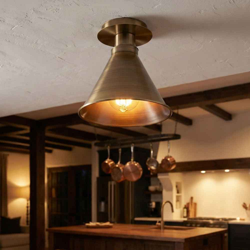 Berceste Metal Flush Ceiling Light in Copper