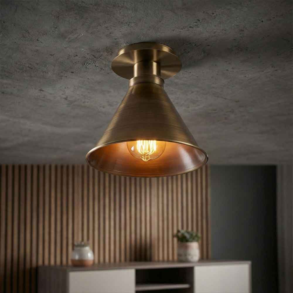 Berceste Metal Flush Ceiling Light in Copper