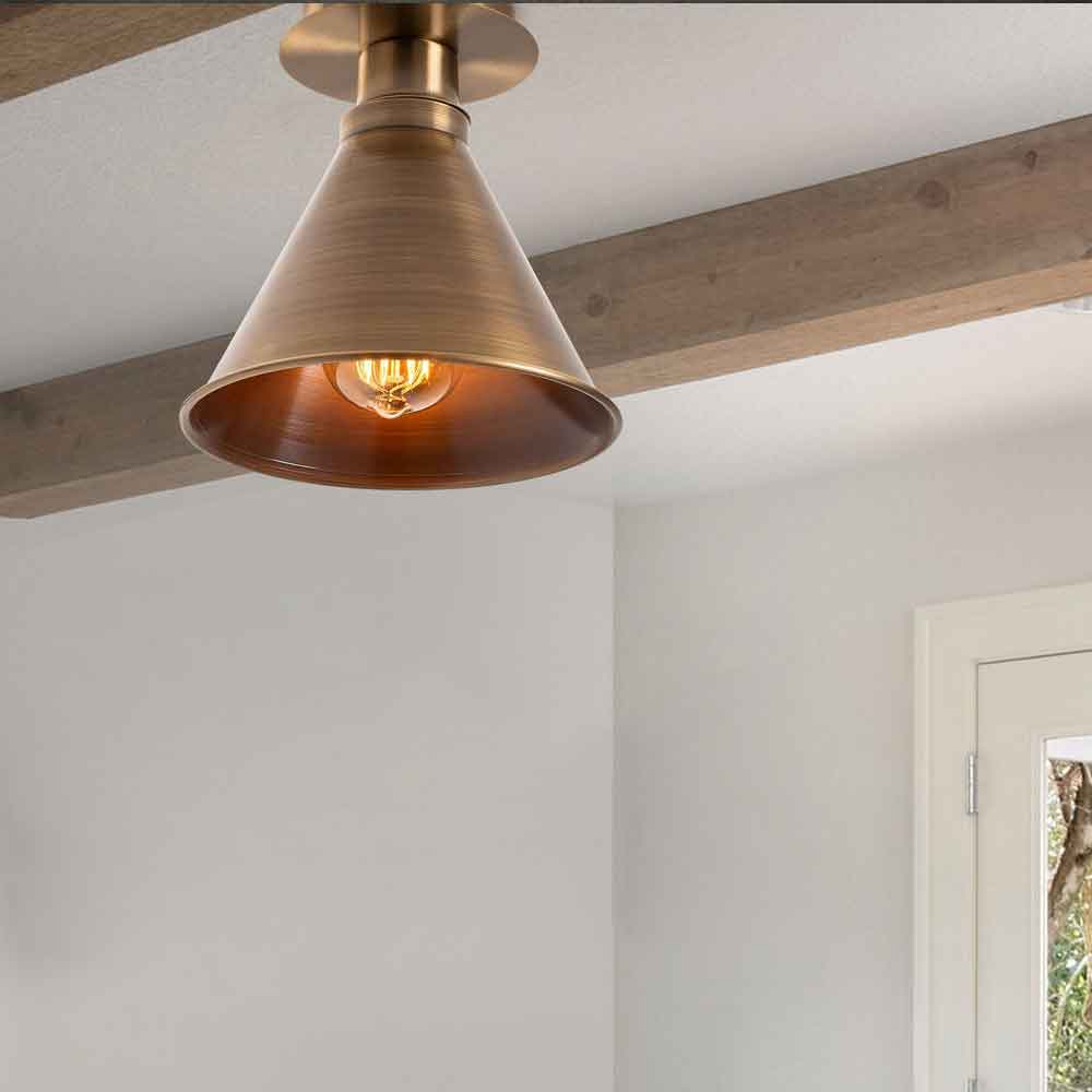 Berceste Metal Flush Ceiling Light in Copper