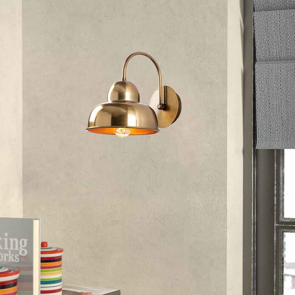 Berceste Metal Round Wall Lamp in Gold