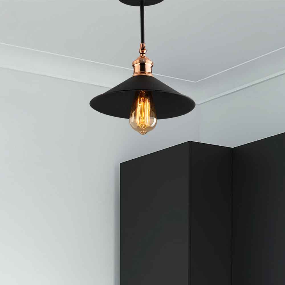 Berceste Metal Saucer Ceiling Pendant Light in Black