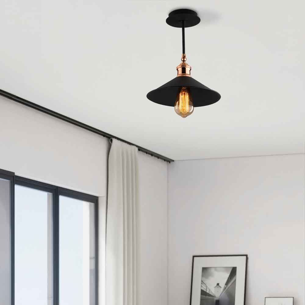 Berceste Metal Saucer Ceiling Pendant Light in Black