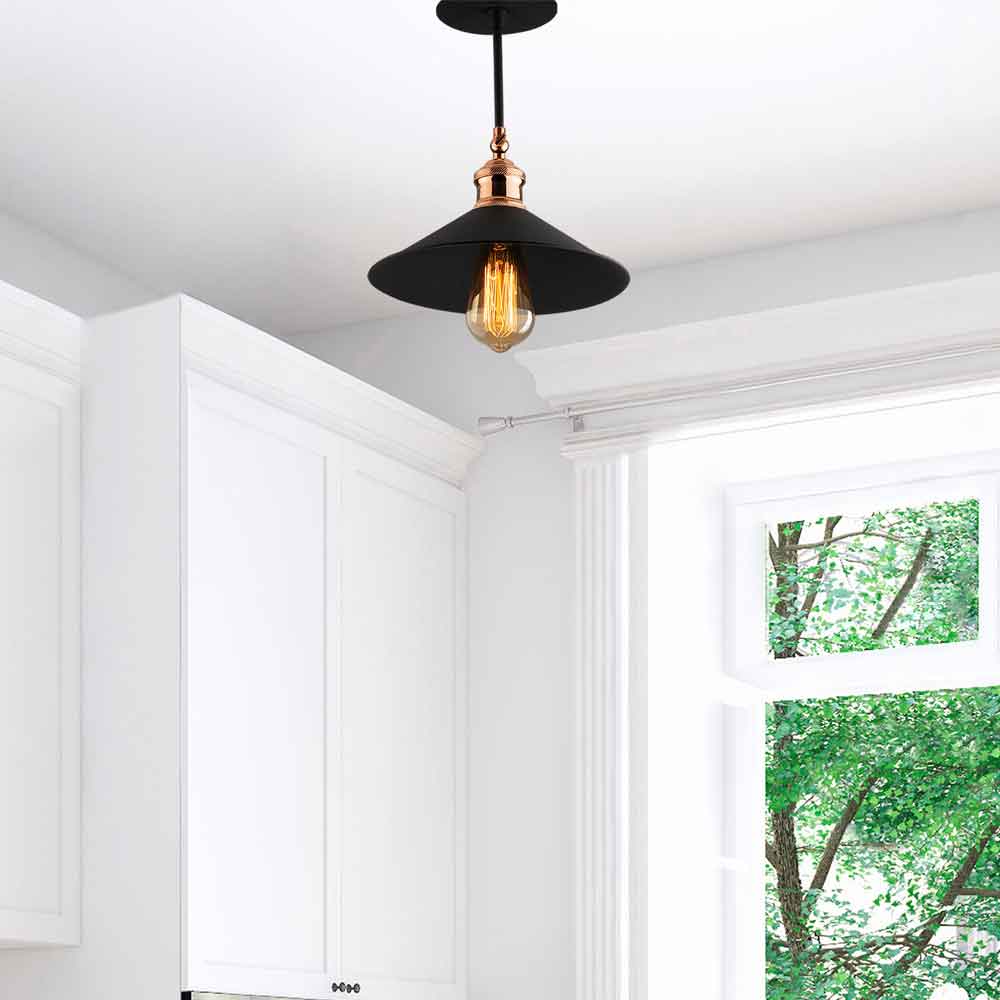 Berceste Metal Saucer Ceiling Pendant Light in Black