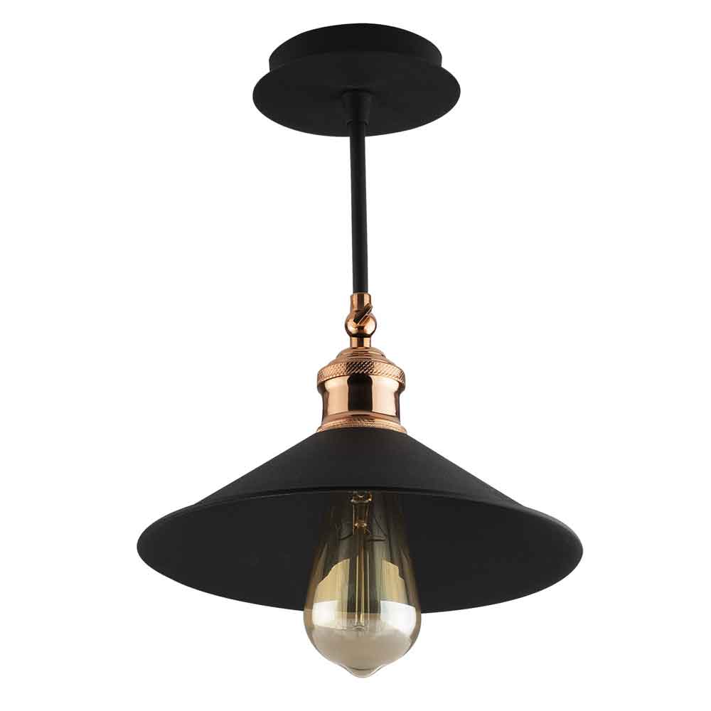 Berceste Metal Saucer Ceiling Pendant Light in Black