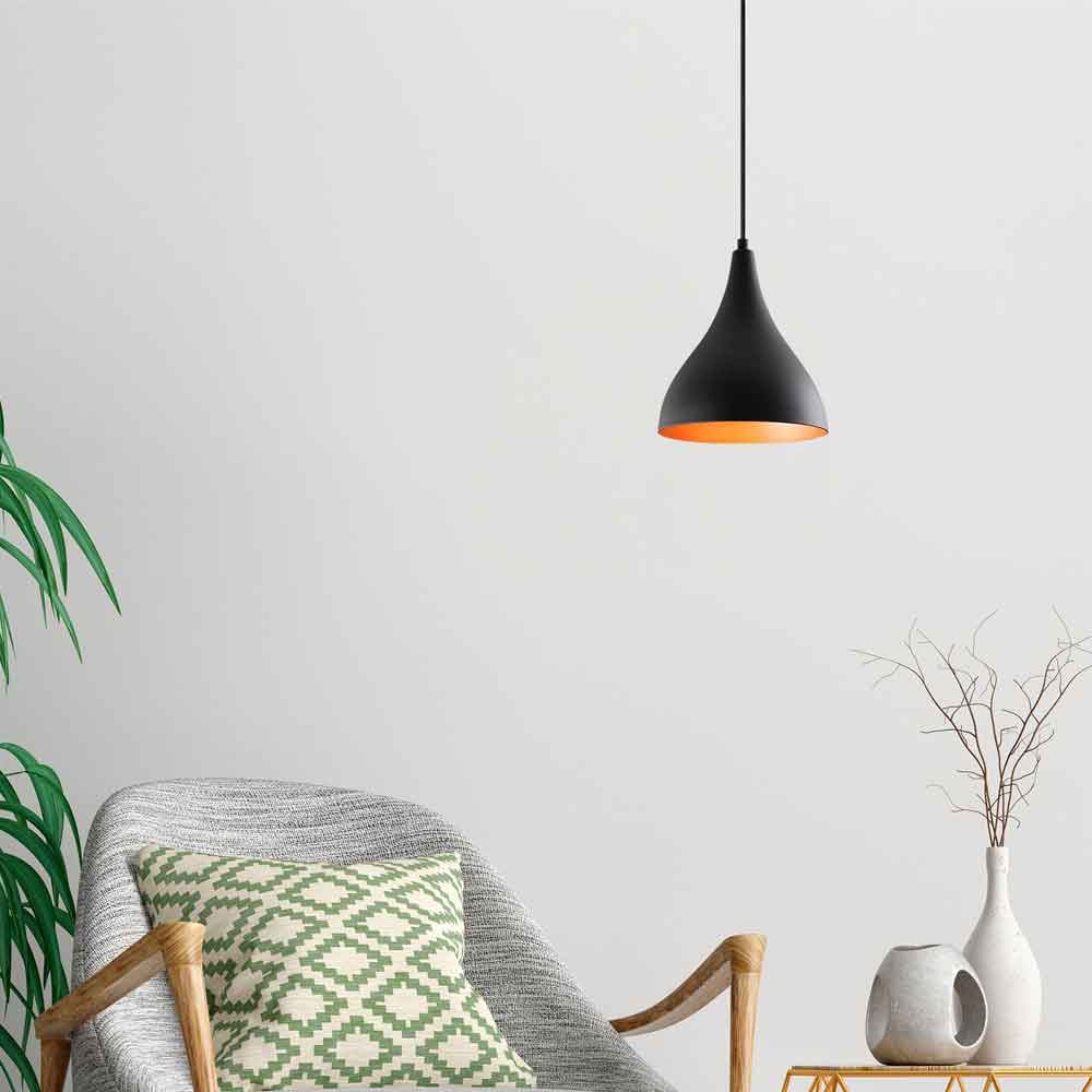 Berceste Metal Teardrop Ceiling Pendant Light in Matt Black