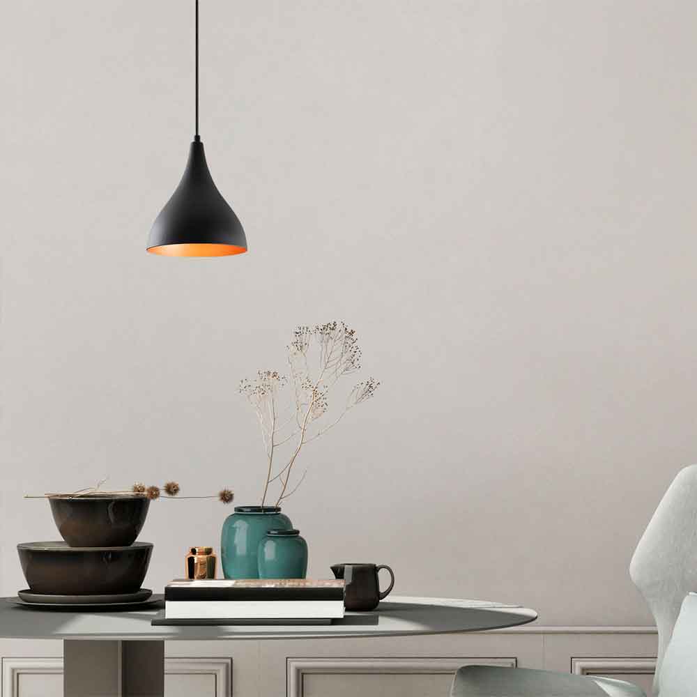 Berceste Metal Teardrop Ceiling Pendant Light in Matt Black