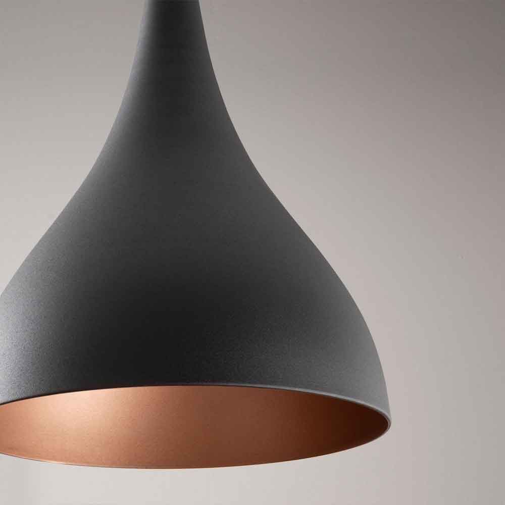 Berceste Metal Teardrop Ceiling Pendant Light in Matt Black