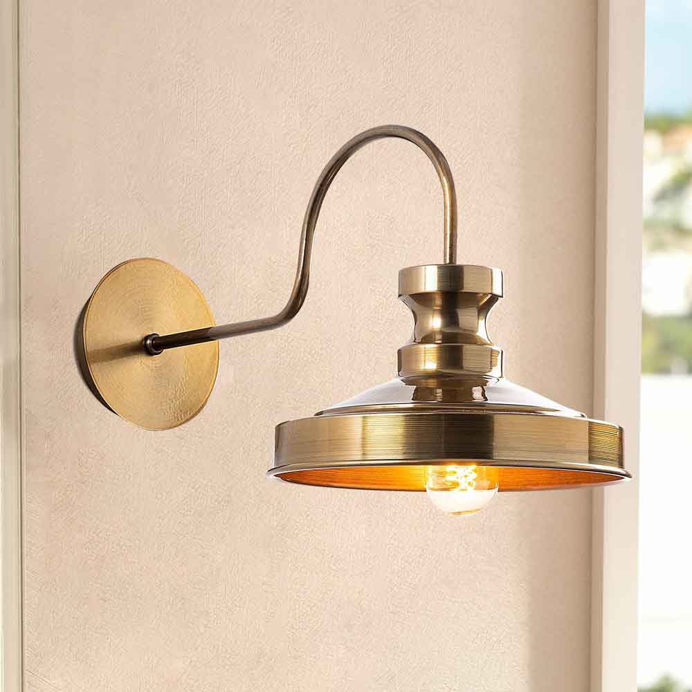 Berceste Metal Vintage Wall Lamp in Gold