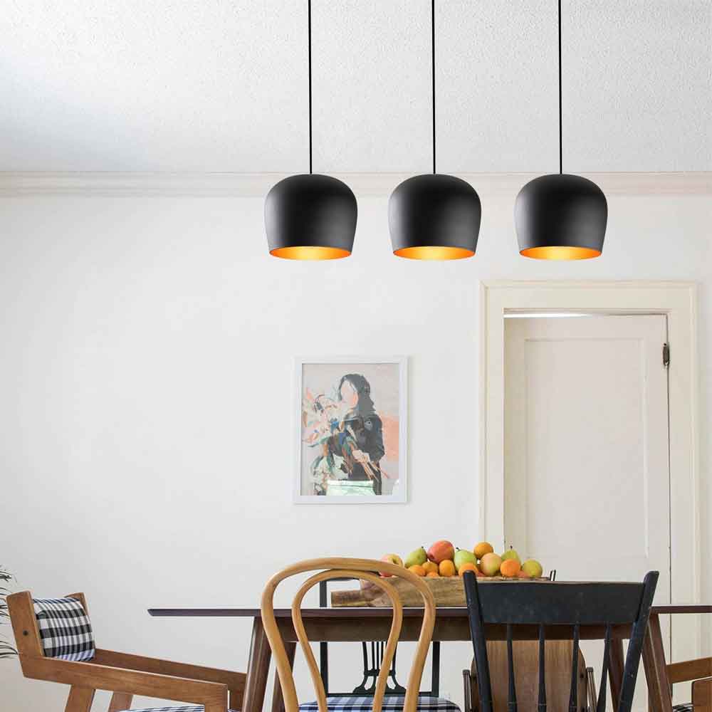Berceste Round 3 Lights Metal Ceiling Pendant Light in Black