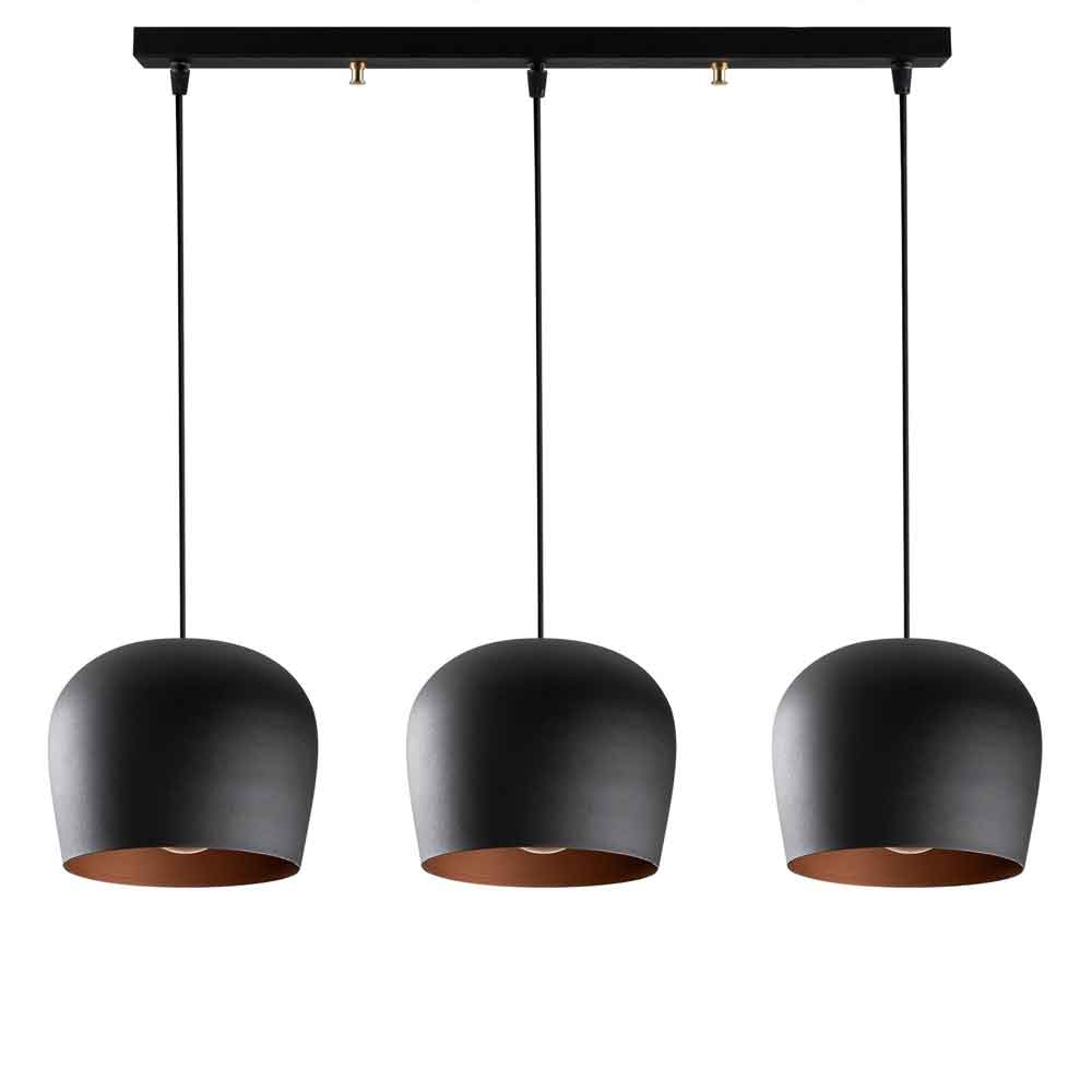 Berceste Round 3 Lights Metal Ceiling Pendant Light in Black