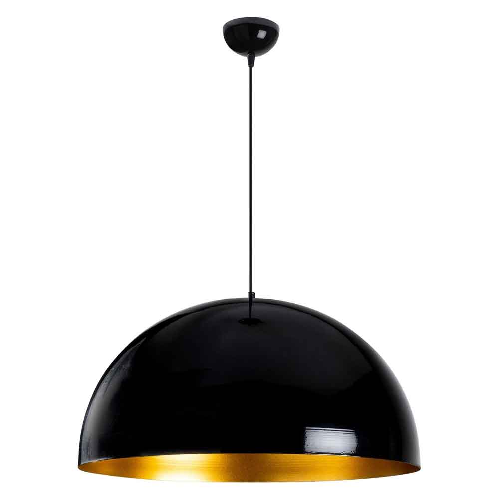 Berceste Round Bowl Large Metal Ceiling Pendant Light in Black