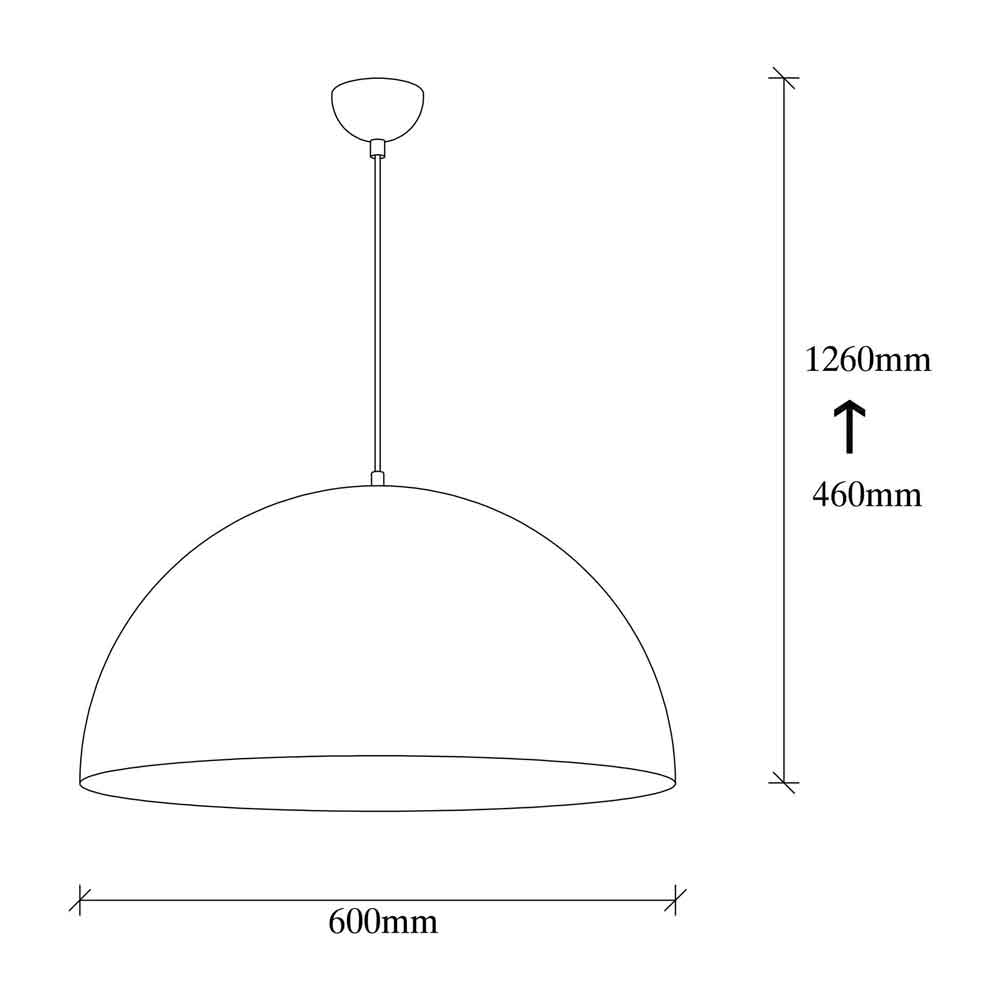 Berceste Round Bowl Large Metal Ceiling Pendant Light in Black