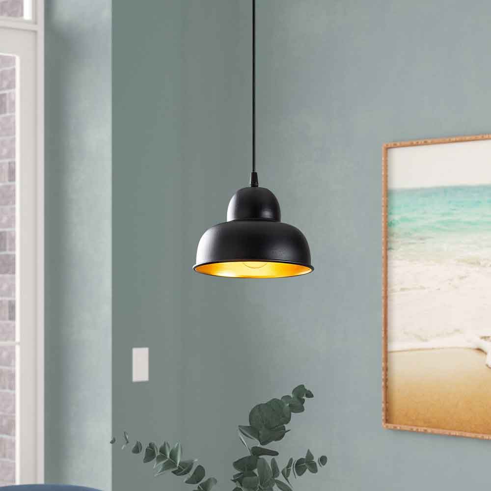 Berceste Round Metal Ceiling Pendant Light in Black