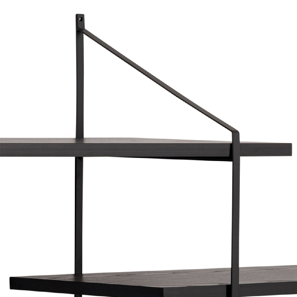 Berea Wall Hung Wooden Shelving Unit With Metal Frame In Black