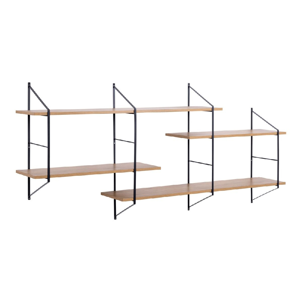 Berea Wall Hung Wooden Shelving Unit With Metal Frame In Oak