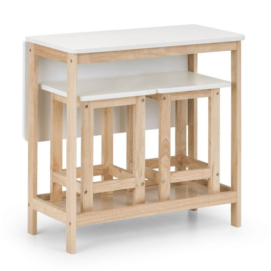 Basira Bar Set With 2 Stools In White Lacquer_5