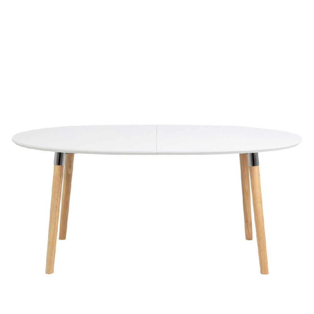 Bergen Wooden Dining Table Oval With Matt Oak Legs In White