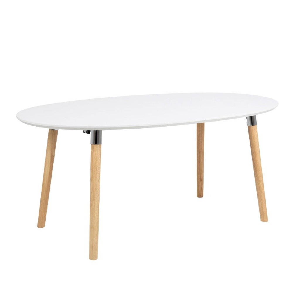 Bergen Wooden Dining Table Oval With Matt Oak Legs In White