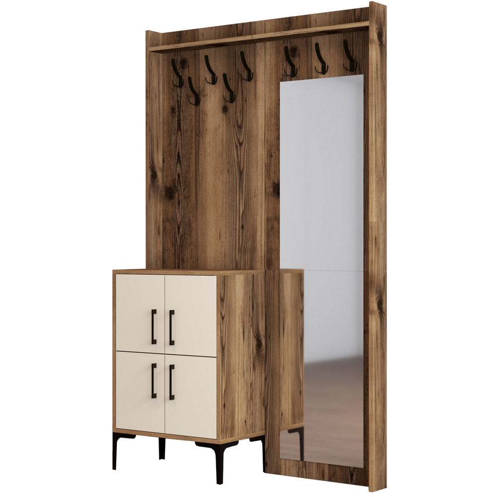 Bergen Wooden Hallway Furniture with 4 Cream Doors in Walnut