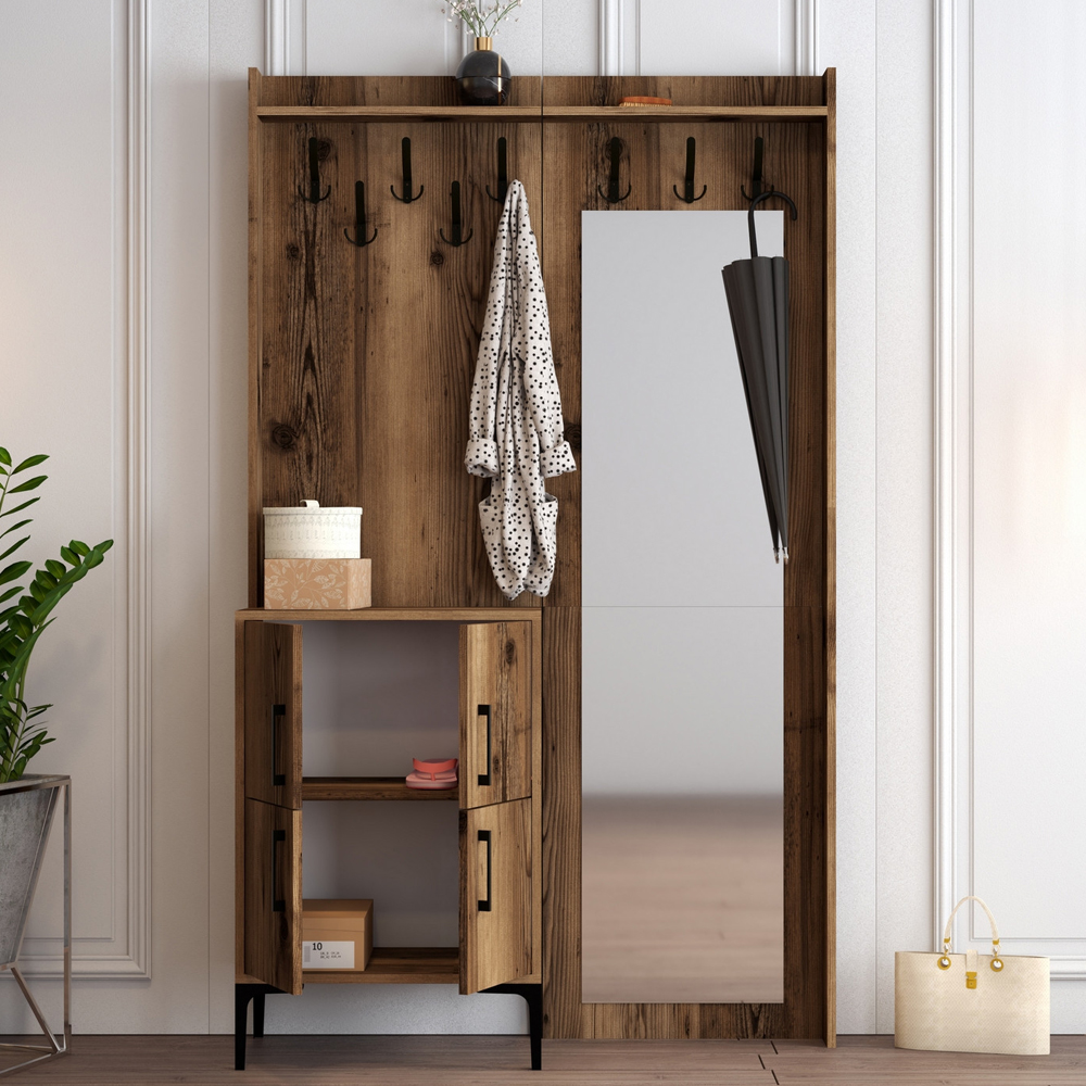 Bergen Wooden Hallway Furniture with 4 Doors in Walnut