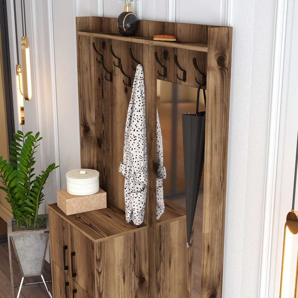 Bergen Wooden Hallway Furniture with 4 Doors in Walnut