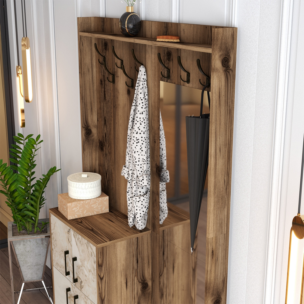 Bergen Wooden Hallway Furniture with 4 Off White Doors in Walnut