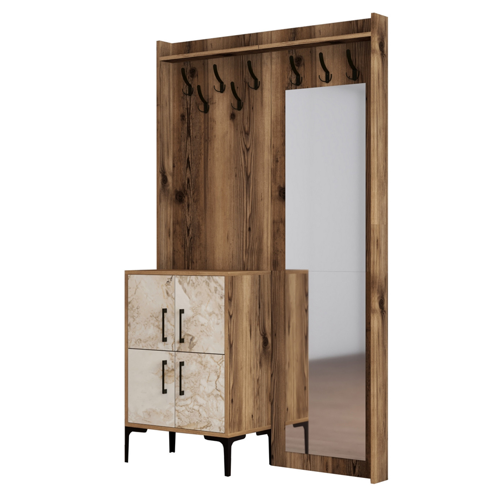 Bergen Wooden Hallway Furniture with 4 Off White Doors in Walnut