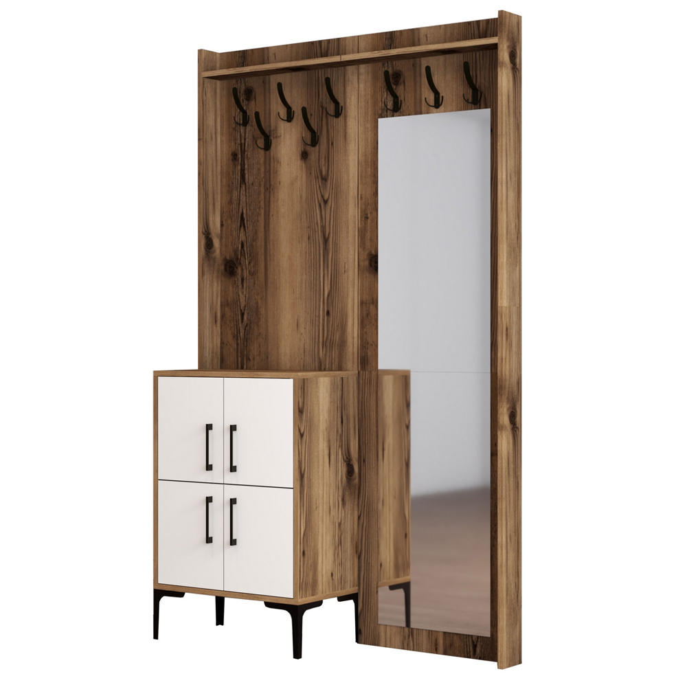 Bergen Wooden Hallway Furniture with 4 White Doors in Walnut
