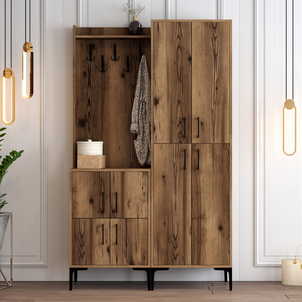 Bergen Wooden Hallway Furniture with Coat Rack in Walnut