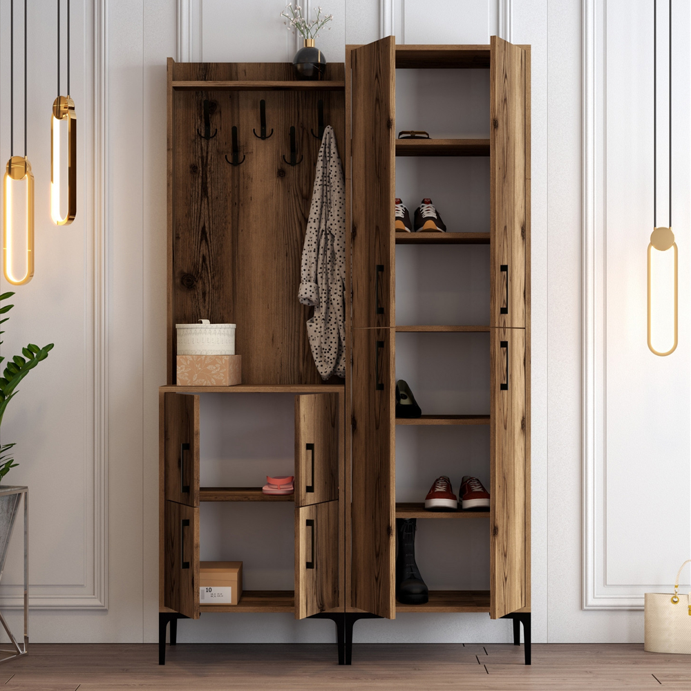 Bergen Wooden Hallway Furniture with Coat Rack in Walnut