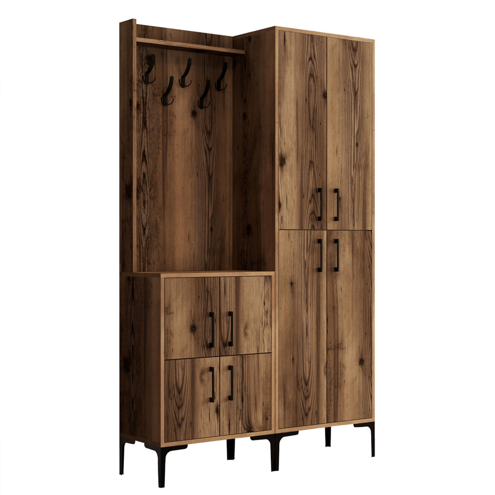 Bergen Wooden Hallway Furniture with Coat Rack in Walnut