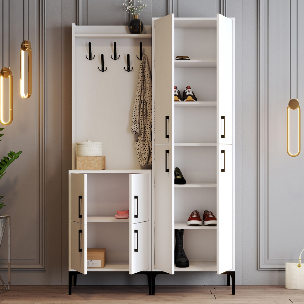 Bergen Wooden Hallway Furniture with Coat Rack in White