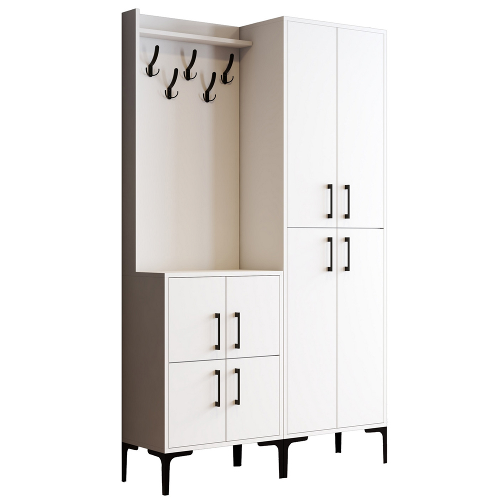 Bergen Wooden Hallway Furniture with Coat Rack in White
