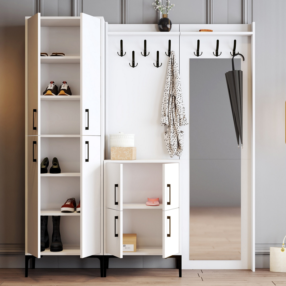 Bergen Wooden Hallway Furniture with Mirror in White