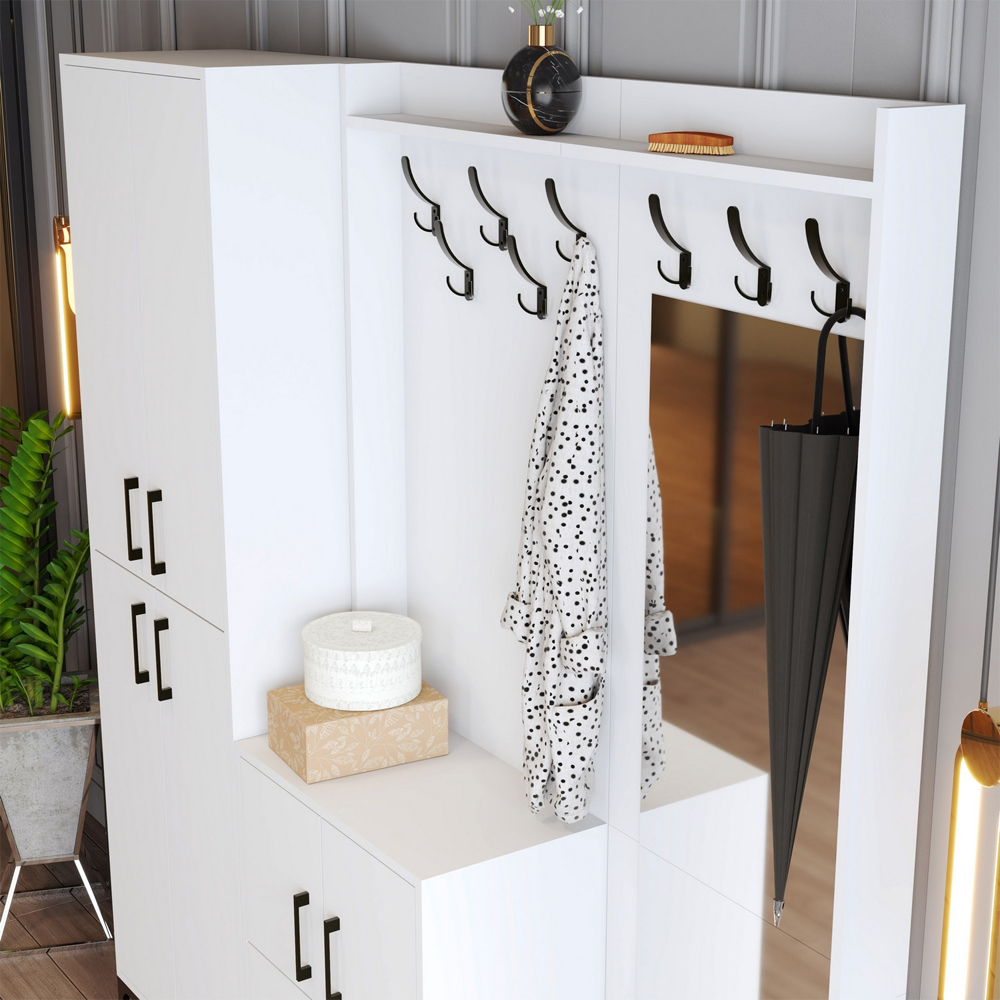 Bergen Wooden Hallway Furniture with Mirror in White