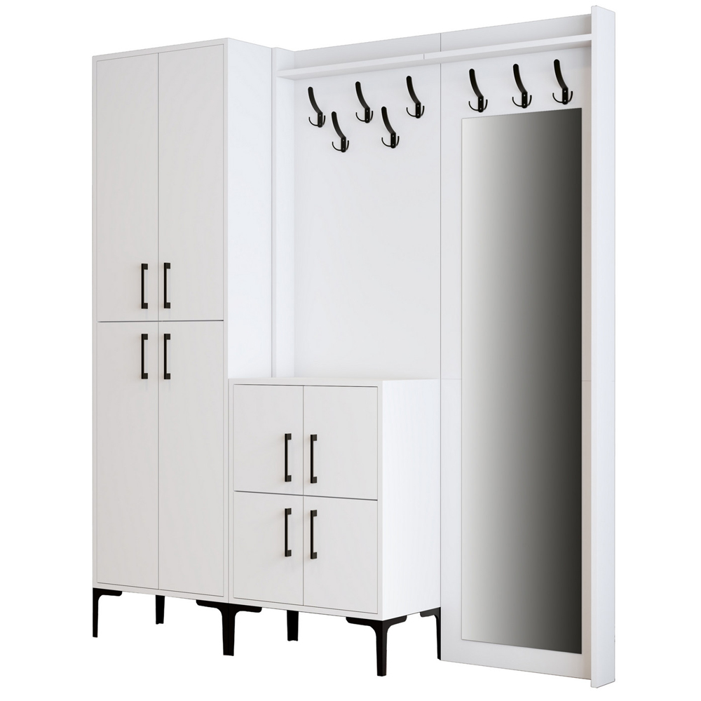 Bergen Wooden Hallway Furniture with Mirror in White