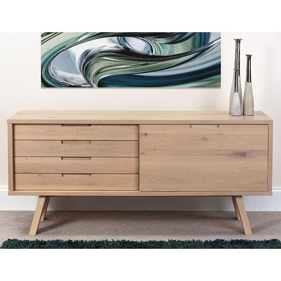 Product photograph of Bergen Wooden Sideboard In Light Oak With 2 Drawers from Furniture in Fashion
