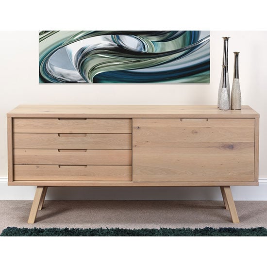 Photo of Bergen wooden sideboard in light oak with 2 drawers