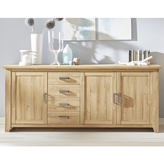 Product photograph of Berger Wooden Sideboard Large In Rustic Oak With 3 Doors from Furniture in Fashion