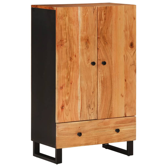 Beril Acacia Solid Wood Highboard With 2 Doors In Brown