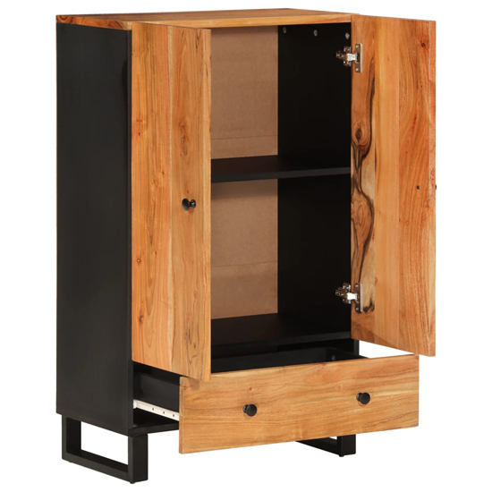 Beril Acacia Solid Wood Highboard With 2 Doors In Brown