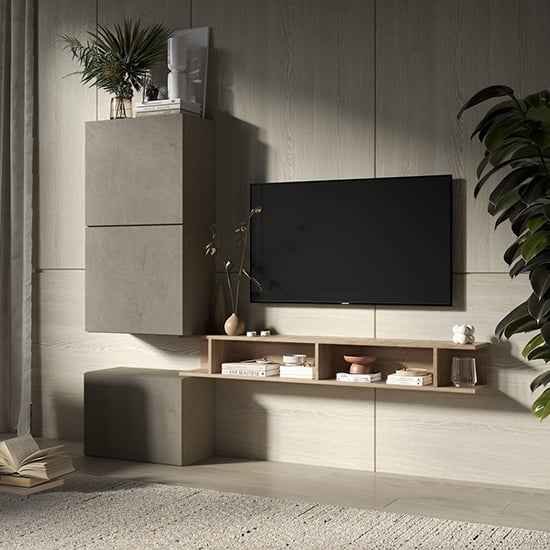 Read more about Beril wooden entertainment unit in clay and cadiz