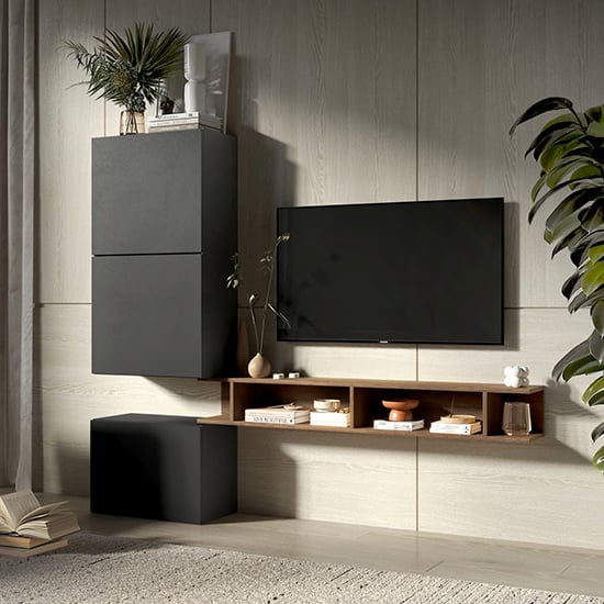 Product photograph of Beril Wooden Entertainment Unit In Lava And Mercure from Furniture in Fashion