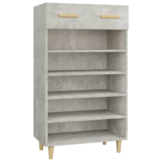 Beril Wooden Shoe Storage Cabinet With Drawer In Concrete Effect