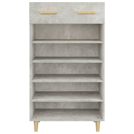 Beril Wooden Shoe Storage Cabinet With Drawer In Concrete Effect