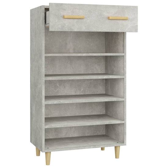 Beril Wooden Shoe Storage Cabinet With Drawer In Concrete Effect