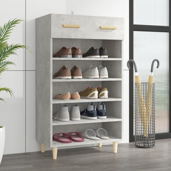 Read more about Beril wooden shoe storage cabinet with drawer in concrete effect