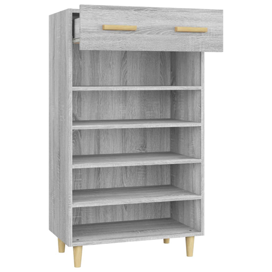 Beril Wooden Shoe Storage Cabinet With Drawer In Grey Sonoma Oak