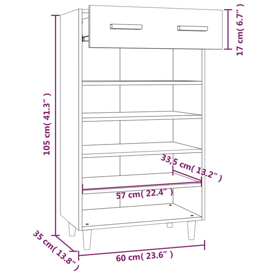 Beril Wooden Shoe Storage Cabinet With Drawer In Grey Sonoma Oak