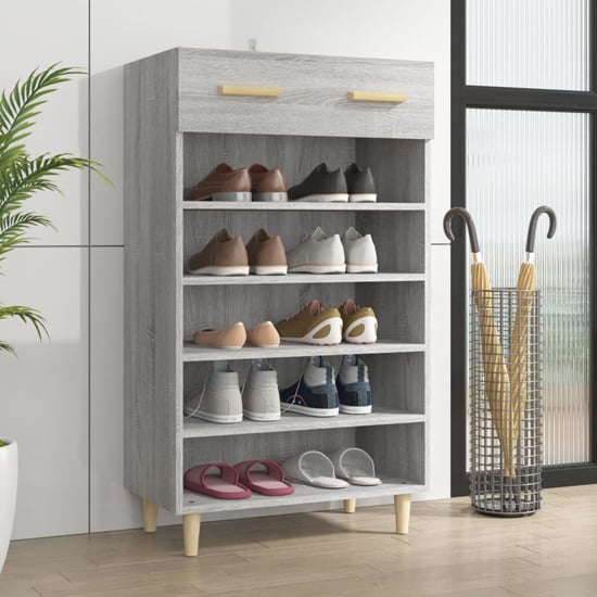 Beril Wooden Shoe Storage Cabinet With Drawer In Grey Sonoma Oak_1